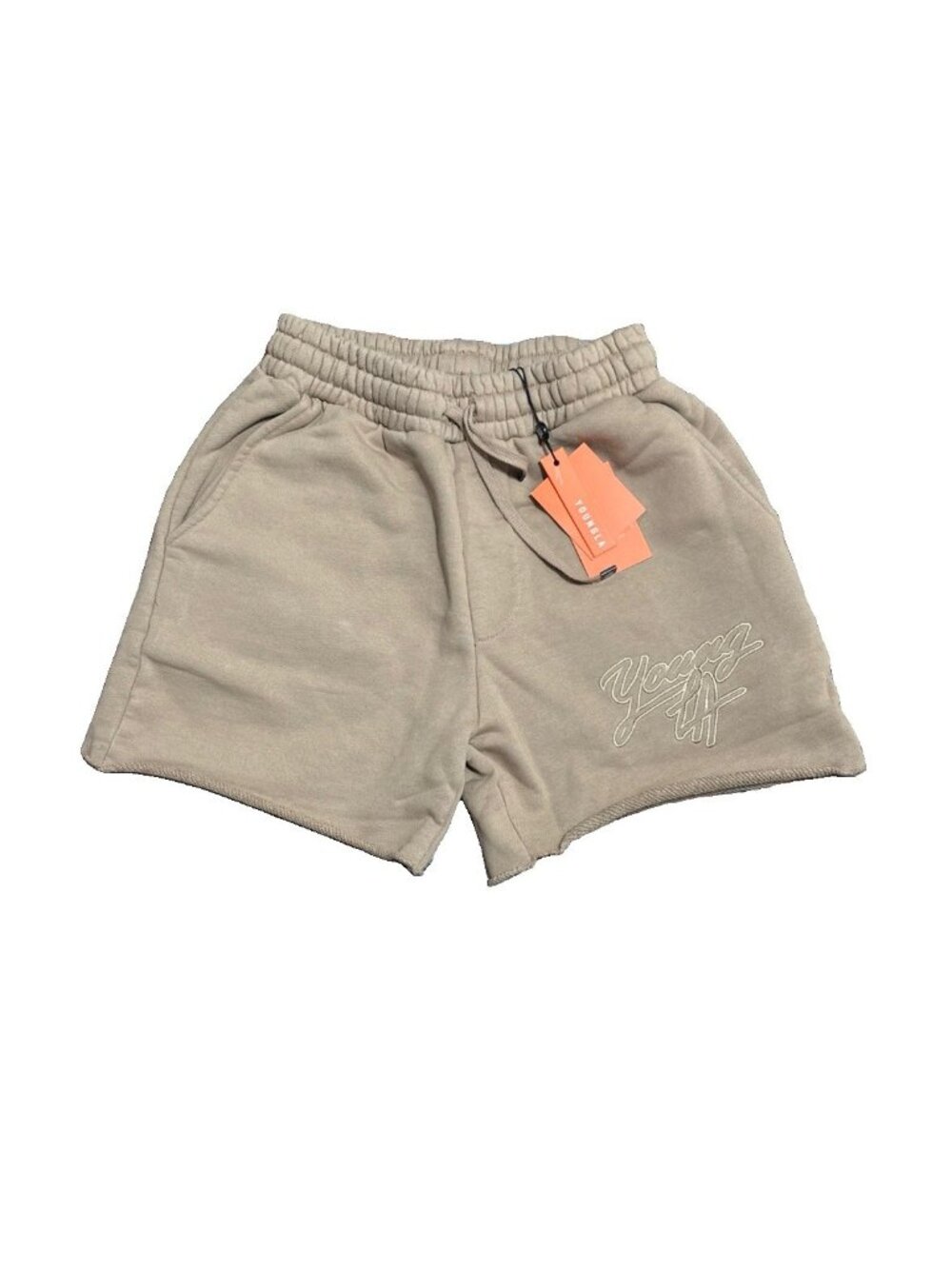 Young LA Sweat Shorts  Tan Beige NEW Size Small Unisex Men’s 5” Inseam Pockets N